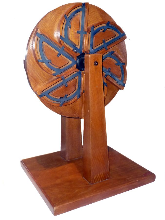 Perpetual motion wheels from a drawing by Leonardo da Vinci